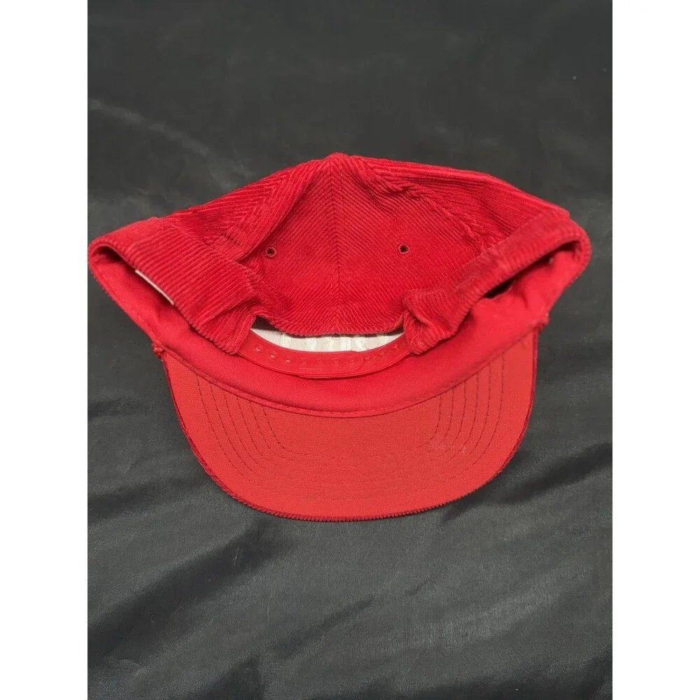 Vintage Toro Red Corduroy Adjustable Strapback Hat Cap Landscaping Yard Work